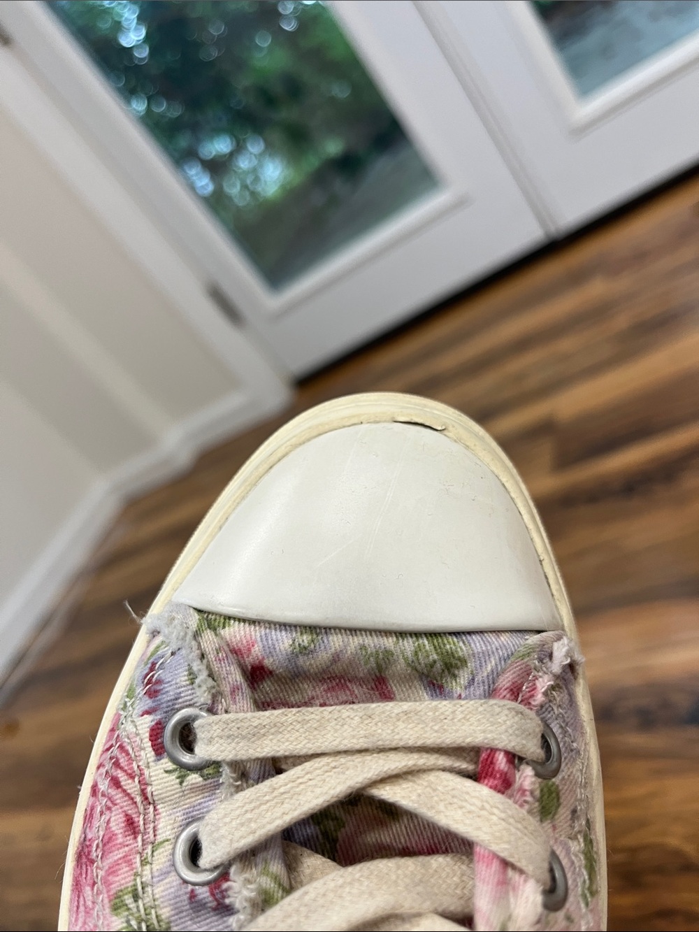 R13 Distressed High-Top Platform Sneakers - Cream Floral - Picture 10 of 10